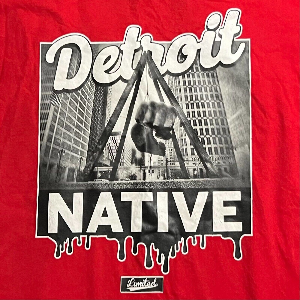 District 81 Detroit Native Joe Louis Monument Red, Black, & White T-Shirt Sz XL - Picture 5 of 11